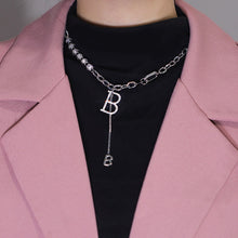 Load image into Gallery viewer, Light luxury letter pendant necklace sweater chain necklace temperament diamond B-shaped metal necklace jewelry