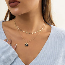 Load image into Gallery viewer, Geometric metal fine chain necklace creative star and moon drop oil pendant all-match double necklace