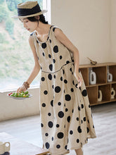 Load image into Gallery viewer, Plus Size Women Summer Casual Dot Drawstring Loose Vest Dress