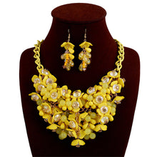 Load image into Gallery viewer, Characteristic colorful flower necklace earrings jewelry set gift lady