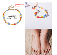 Load image into Gallery viewer, Personalized Colorful Beaded Ethnic Necklace Creative Rice Bead Woven Flower Geometric Necklace Bracelet Anklet