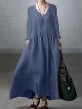 Load image into Gallery viewer, Simple and Loose V-neck Cotton and Linen Dress