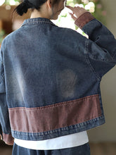 Load image into Gallery viewer, Women Spring Retro Patchwork Button Pocket Denim Coat