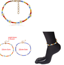 Load image into Gallery viewer, Personalized Colorful Beaded Ethnic Necklace Creative Rice Bead Woven Flower Geometric Necklace Bracelet Anklet