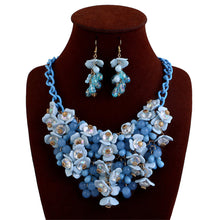 Load image into Gallery viewer, Characteristic colorful flower necklace earrings jewelry set gift lady