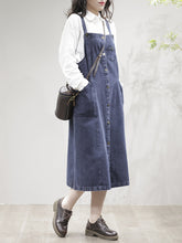 Load image into Gallery viewer, Women Casual Spliced Split Hem Pocket Overall Dress