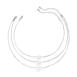 Multi-layer Imitation Pearl Pendant Necklace Geometric Thin Chain Snake Bone Necklace