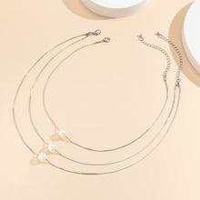 Load image into Gallery viewer, Multi-layer Imitation Pearl Pendant Necklace Geometric Thin Chain Snake Bone Necklace