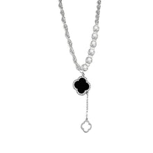 Load image into Gallery viewer, Light luxury black four-petal flower pendant necklace female niche design sweater chain flower necklace jewelry