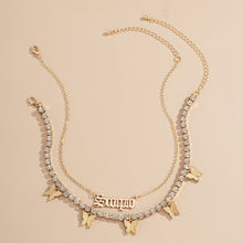 Load image into Gallery viewer, Multi-butterfly necklace women simple retro letter flash diamond collarbone necklace