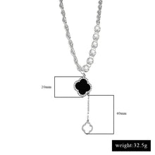 Load image into Gallery viewer, Light luxury black four-petal flower pendant necklace female niche design sweater chain flower necklace jewelry