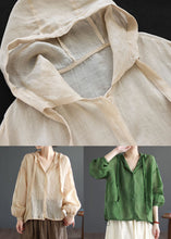 Load image into Gallery viewer, Apricot Pockets Patchwork Linen Thin Coat Hooded Button Summer