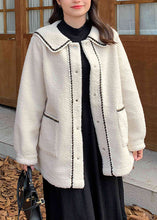 Load image into Gallery viewer, Art Beige Button Pockets Patchwork Teddy Faux Fur Coats Fall