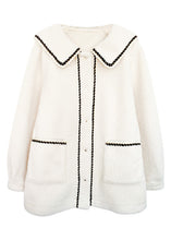 Load image into Gallery viewer, Art Beige Button Pockets Patchwork Teddy Faux Fur Coats Fall