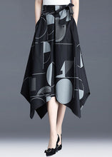 Load image into Gallery viewer, Art Black Asymmetrical Print Patchwork Bow Cotton Skirt Spring