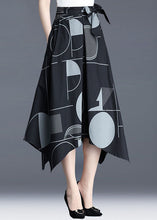 Load image into Gallery viewer, Art Black Asymmetrical Print Patchwork Bow Cotton Skirt Spring