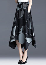 Load image into Gallery viewer, Art Black Asymmetrical Print Patchwork Bow Cotton Skirt Spring