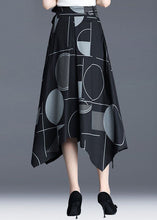 Load image into Gallery viewer, Art Black Asymmetrical Print Patchwork Bow Cotton Skirt Spring