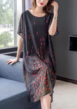 Load image into Gallery viewer, Art Black O Neck Print Patchwork Chiffon Mid Dress Summer