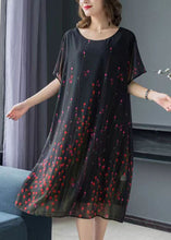 Load image into Gallery viewer, Art Black O Neck Print Patchwork Chiffon Mid Dress Summer