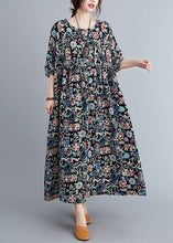 Load image into Gallery viewer, Art Black Print Loose O-Neck Summer Half Sleeve Dresses