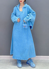 Load image into Gallery viewer, Art Blue Peter Pan Collar Patchwork Coat And Dress Denim Two Pieces Set Spring