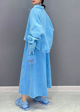 Load image into Gallery viewer, Art Blue Peter Pan Collar Patchwork Coat And Dress Denim Two Pieces Set Spring