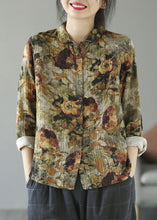 Load image into Gallery viewer, Art Blue Peter Pan Collar Print Patchwork Cotton Shirts Tops Spring