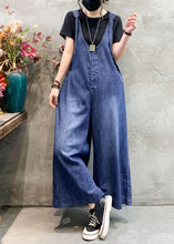 Load image into Gallery viewer, Art Blue V Neck Patchwork High Waist Denim Wide Leg Jumpsuits Spring