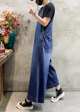 Load image into Gallery viewer, Art Blue V Neck Patchwork High Waist Denim Wide Leg Jumpsuits Spring