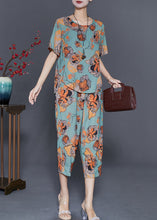 Load image into Gallery viewer, Art Green Butterfly Print Linen Two Piece Set Women Clothing Summer