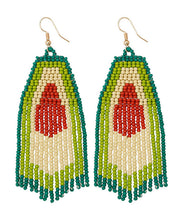 Load image into Gallery viewer, Art Green Handmade Beading Tassel Avocado Drop Earrings