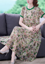 Load image into Gallery viewer, Art Green Oversized Patchwork Print Chiffon Vacation Dresses Summer