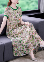 Load image into Gallery viewer, Art Green Oversized Patchwork Print Chiffon Vacation Dresses Summer