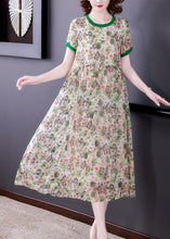 Load image into Gallery viewer, Art Green Oversized Patchwork Print Chiffon Vacation Dresses Summer