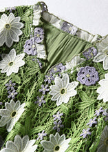 Load image into Gallery viewer, Art Green V Neck Floral Embroideried Lace Dress Half Sleeve