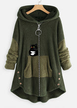 Load image into Gallery viewer, Art Grey Hooded Print Zippered Patchwork Teddy Faux Fur Coats Fall