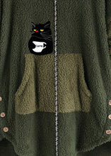 Load image into Gallery viewer, Art Grey Hooded Print Zippered Patchwork Teddy Faux Fur Coats Fall