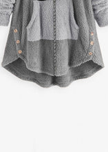 Load image into Gallery viewer, Art Grey Hooded Print Zippered Patchwork Teddy Faux Fur Coats Fall