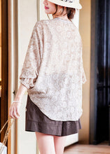 Load image into Gallery viewer, Art Light Coffee O-Neck Embroideried Chiffon Top And Slip Two Piece Set Long Sleeve