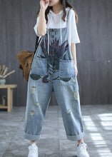 Load image into Gallery viewer, Art Navy Print Retro Hole Pockets Overall Jumpsuit Summer
