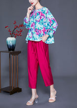 Load image into Gallery viewer, Art O-Neck Oversized Print Tops And Pants Two Pieces Set Batwing Sleeve