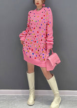 Load image into Gallery viewer, Art Pink O-Neck Bright Diamond Knit Mid Dress Winter