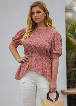 Load image into Gallery viewer, Art Pink Print Asymmetrical Design slim Chiffon Tops Summer