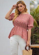 Load image into Gallery viewer, Art Pink Print Asymmetrical Design slim Chiffon Tops Summer