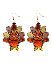 Load image into Gallery viewer, Art Red Copper Sequins Rice Ball Turkey Drop Earrings