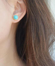 Load image into Gallery viewer, Art Sterling Silver Overgild Turquoise Stud Earrings