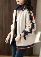 Load image into Gallery viewer, Art White Peter Pan Collar Pockets Patchwork Faux Fur Jackets Fall