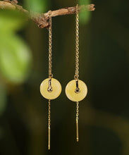 Load image into Gallery viewer, Art Yellow Sterling Silver Overgild Beeswax Amber Drop Earrings