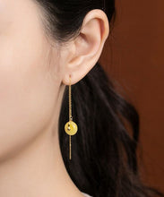 Load image into Gallery viewer, Art Yellow Sterling Silver Overgild Beeswax Amber Drop Earrings